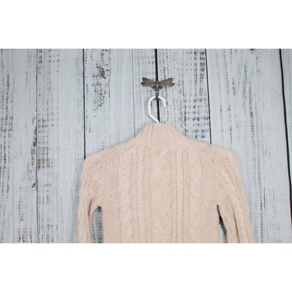 LL Bean Double L Cable Sweater Zip Cardigan Peach Size XS - Picture 5 of 10